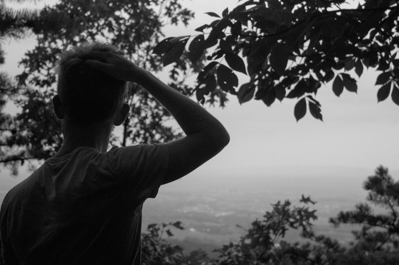 middletown, trees, united states, lifestyles, leisure activity, sky, real people, man, focus on foreground, outdoors, growth, black and white, nature, plant
