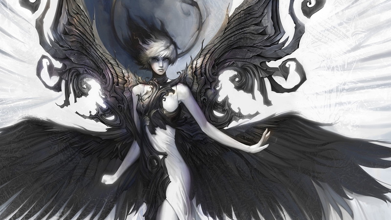 wings, dark, video, games, angels, disciples, 1080P, artwork, art, women, hd, x