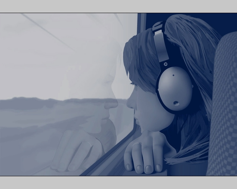 art, hd, women, lost in translation, headphones, 720P, translation, monochrome, vectors, lost