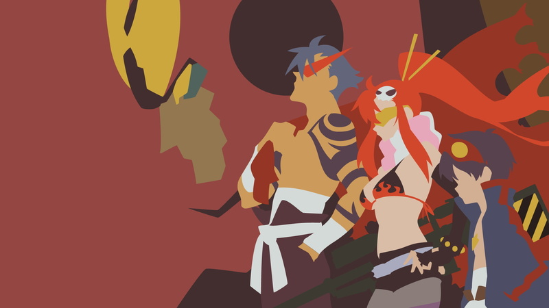 anime, Tengen Toppa Gurren Lagann, 1080P, minimalism, Kamina, Simon, Littner Yoko