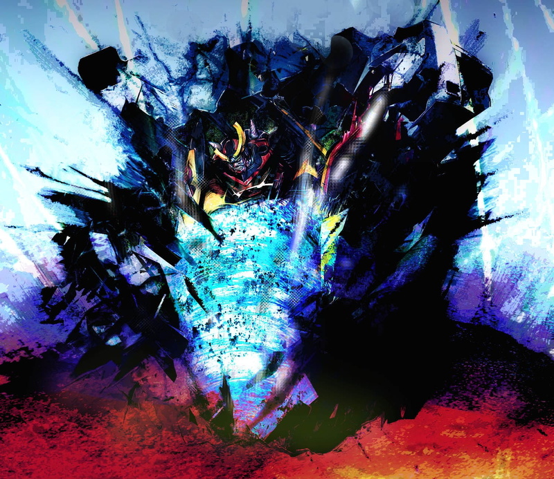 indoors, chaos, glass - material, fish, day, Tengen Toppa Gurren Lagann, 720P, black, decor, nature, paint, illuminated, dirty, blue, multi colored, high angle view