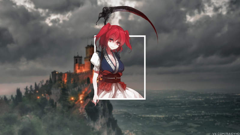 anime girls, lifestyles, sky, front view, real people, picture-in-picture, storm, water, young adult, holding, overcast, cloud - sky, one person, beauty in nature