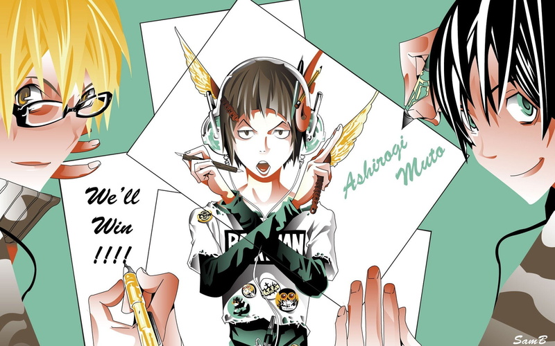 anime, Niizuma Eiji, Takagi Akito, Moritaka Mashiro, Bakuman, 1080P, Anime Boys