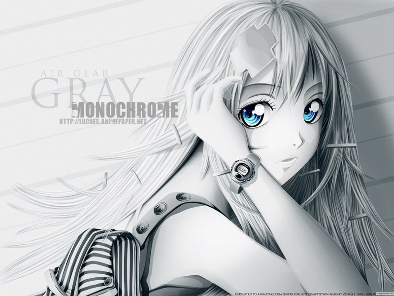 manga, anime girls, selective coloring, soft shading, Air Gear, 720P