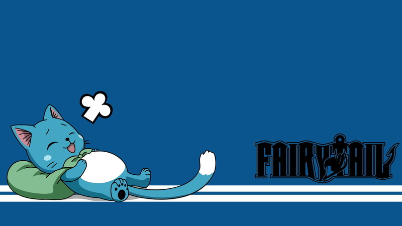 Fairy Tail, copy space, no people, happiness, smiling, creativity, moon, sky, food, blue background, 1080P, cartoon, outdoors, colored background, Happy (Fairy Tail)