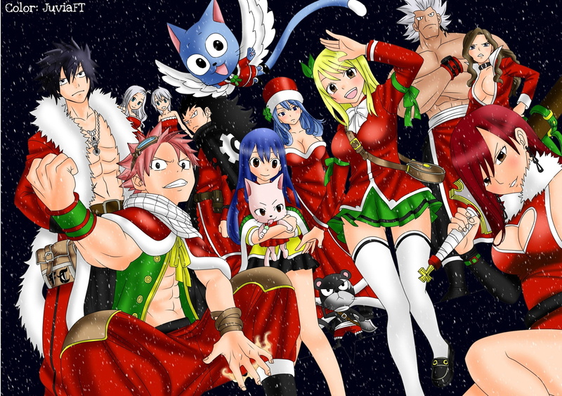 hd, lucy, happy, gray, heartfilia, 1080P, tail, manga, natsu, fairy, christmas, art, anime, dragnee, fullbuster