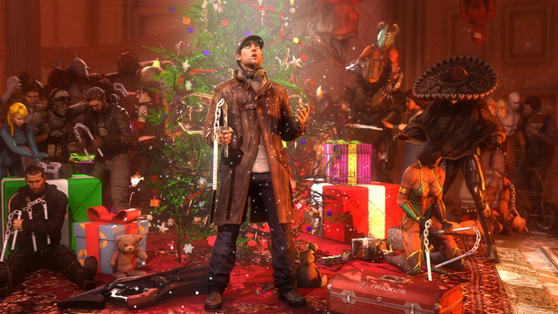 shepard, gifts, crossover, new year, 1080P, raiden, Halo, cyborg ninja, illuminated, real people, mortal kombat, night, mass effect, women, crowd, Christmas