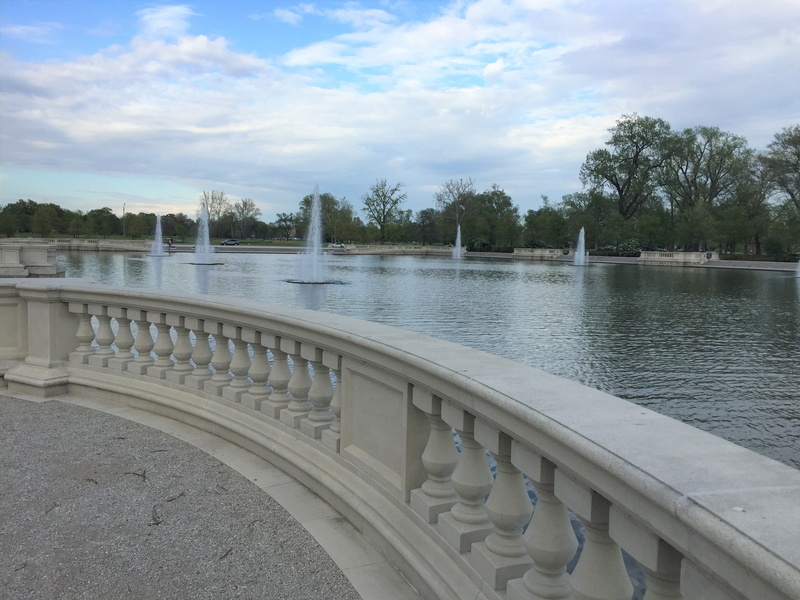 outdoors, forest, garden, cloud - sky, 2K, nature, built structure, st louis, emerson grand basin, architectural column, park, lake, tranquility, railing