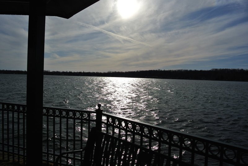 beauty in nature, railing, metal, balustrade, 1080P, tranquility, no people, sky, water, finger lakes, scenics - nature, lake, architecture, cayuga county