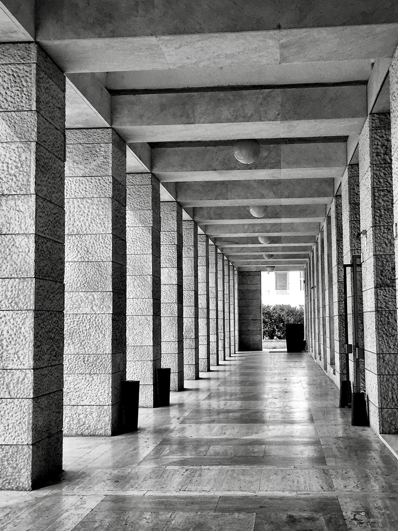 roma, architectural column, the way forward, built structure, corridor, piazza guglielmo marconi, empty, long, italy, architecture, vanishing point, rome