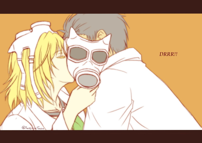 headshot, women, close-up, costume, yellow, Durarara!!, representation, disguise, people, mask, human representation, Kishitani Shingen, portrait, Emilia Kishitani