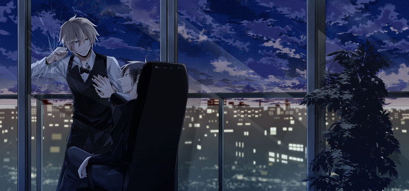 technology, durarara, uniform, 720P, wireless technology, waist up, one person, heiwajima shizuo, business, communication, standing, front view, night