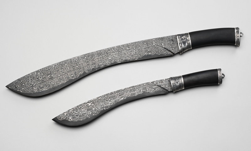 weapon, pattern, sharp, Damascus steel, black color, knife, close-up, still life, machete, alloy, steel, no people, stainless steel, indoors, cut out, studio shot