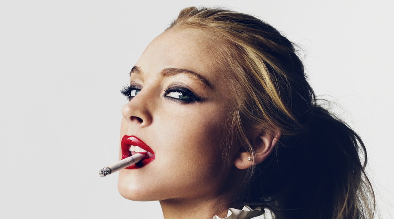 close-up, hair, red lipstick, portrait, human lips, Lindsay Lohan, Cigarette, one person, red lips, beauty, adult, lohan, women, make-up, stick, mouth open