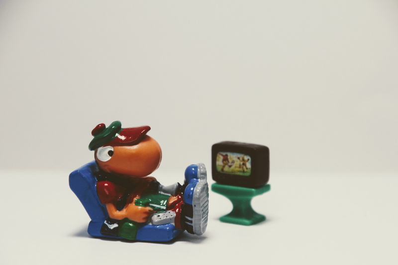 close-up, modena, childhood, animal representation, watch tv, creativity, toy car, luggage, television, animal, toy, gray background, figure, 5K, watching