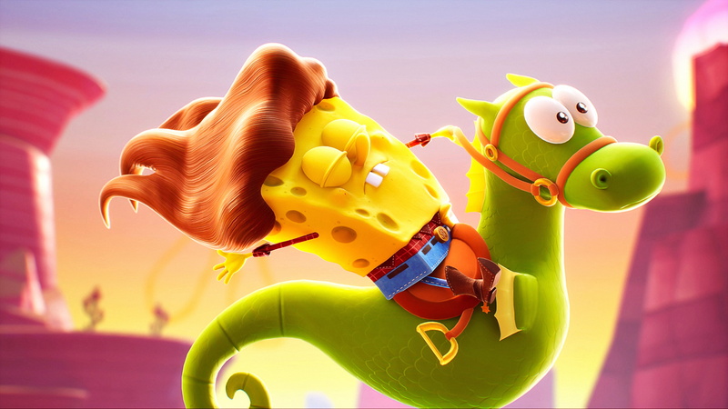 seahorses, SpongeBob SquarePants: The Cosmic Shake, SpongeBob SquarePants, 4K, spongebob, Purple Lamp Studios, video game art, 4K, THQ Nordic