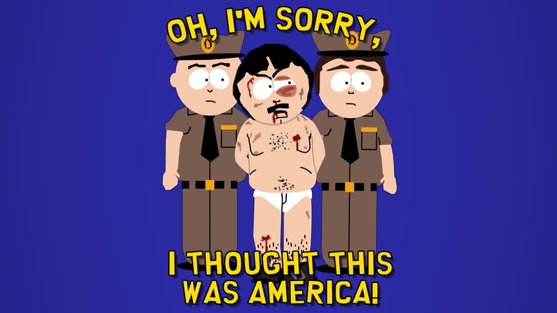 two people, toy, yellow, Randy Marsh, childhood, technology, people, smiling, 1080P, representation, sign, text, blue background, Blue, western script