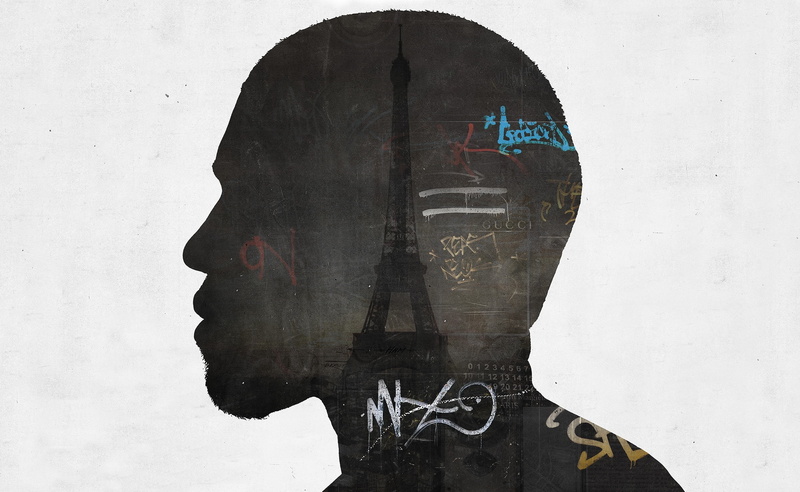 niggas, Paris, Digital, architecture, obscured face, rear view, young adult, white background, Kenny West, Artistic, one person, text, body part, communication