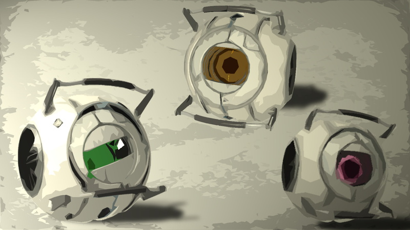 indoors, studio shot, Space Core, still life, animal themes, Portal (game), close-up, reflection, no people, directly above, kitchen utensil, 1080P, animal
