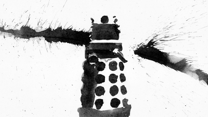 bw, white, who, digital/artwork, hd, painting, dalek, 720P, doctor