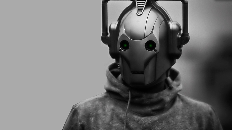 studio shot, Doctor Who, body part, robot, human face, communication, single object, human representation, cyborg, representation, gray, indoors, disguise