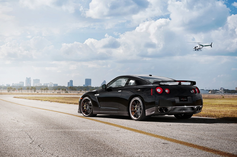 transportation, city, 1080P, architecture, coupe, day, Nissan, r35, street, sky, the sky, air vehicle, nature, motor vehicle, rear view, black, flying