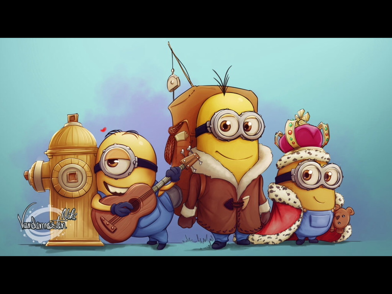 multi colored, indoors, creativity, minions, table, yellow, festival, auto post production filter, representation, no people, transfer print, toy, group of objects