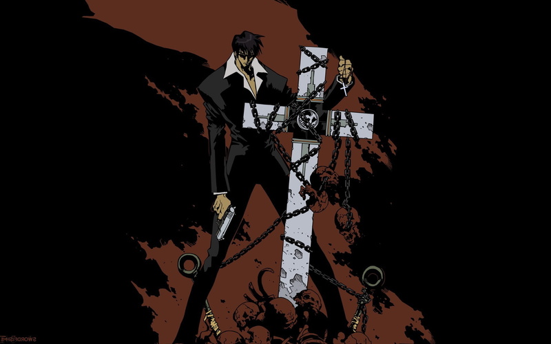 people, trigun nicholas d wolfwood gun machine gun futuristic dr_ grey man, real people, sunlight, leisure activity, copy space, creativity, sky, low angle view
