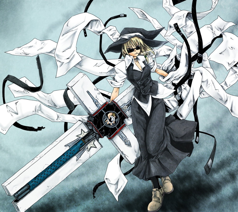 marisa, nicholas, kirisame, crossovers, 720P, touhou, trigun, wolfwood, swords