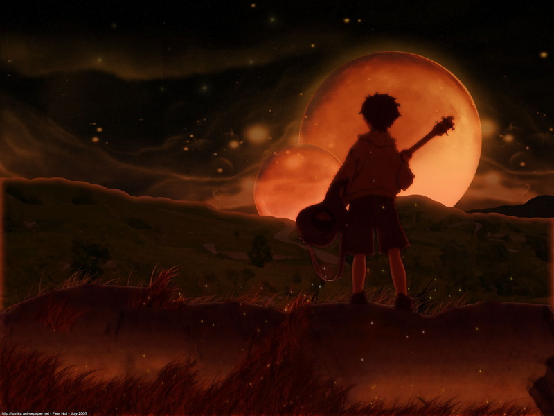 full length, men, standing, space, outdoors, mountain, adventure, night, nature, land, exploration, moon, astronomy, silhouette, FLCL, discovery, one person