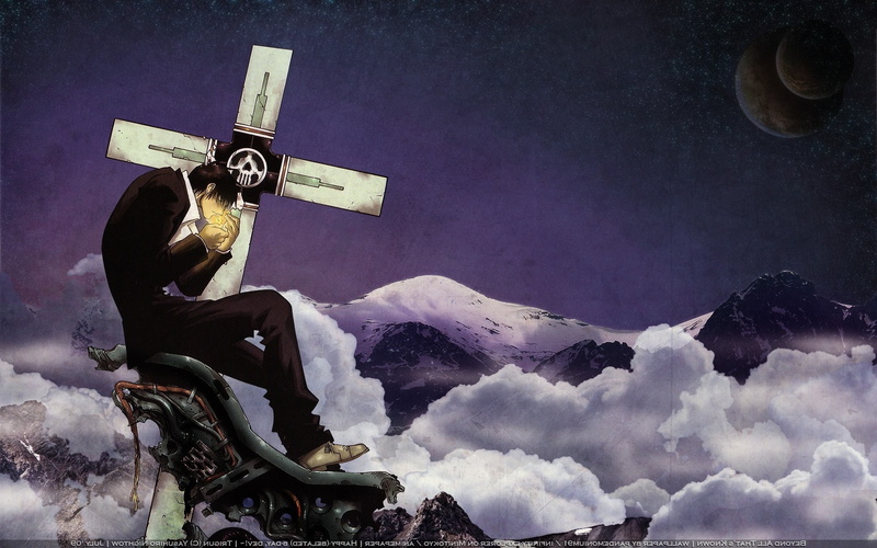 Nicholas D. Wolfwood, Futuristic, 1080P, anime, Machine Gun, Trigun