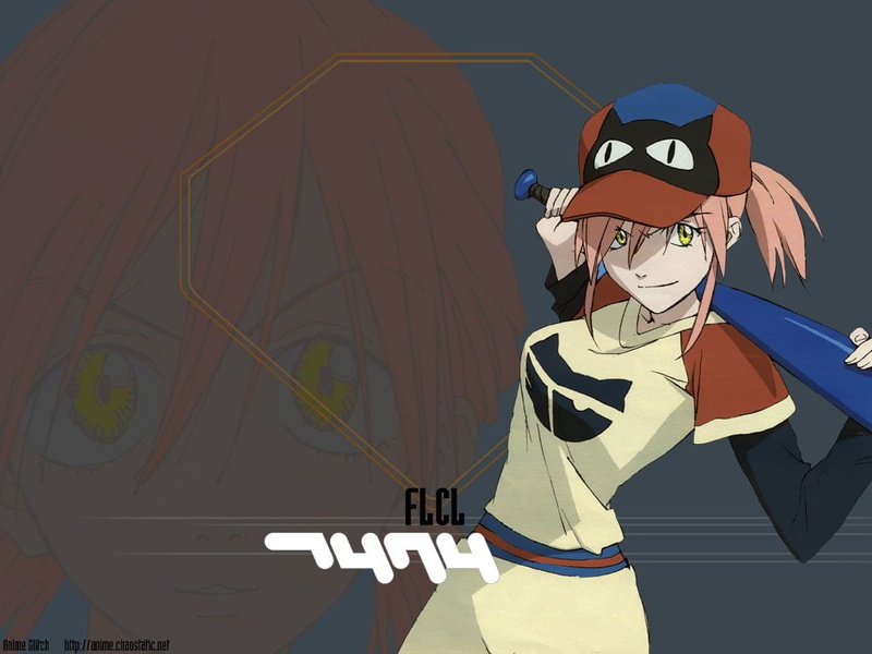 female, FLCL, pink, Anime, character, 480P, hair, Haruko Haruhara
