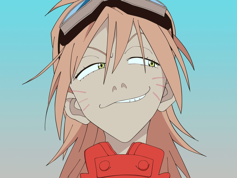 720P, nature, outdoors, close-up, one person, adult, day, clear sky, human representation, blue, low angle view, lifestyles, FLCL, anime, emotion, real people
