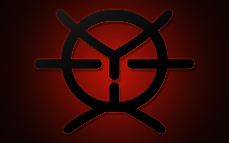 FLCL, pattern, logo, people, evil, design, red, black, close-up, symmetry, symbol, anime, man made object, black color, 1080P, luxury, backgrounds, sign