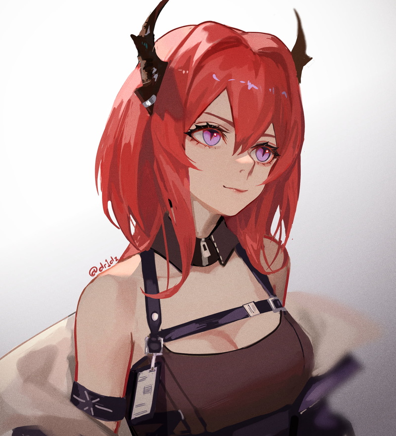 Arknights, redhead, anime girls, Surtr (Arknights), horns, anime, Drid, 720P