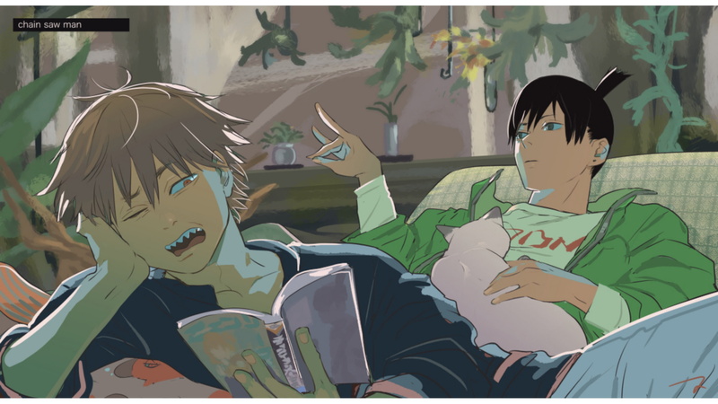 anime boys, 2K, anime city, Chainsaw Man