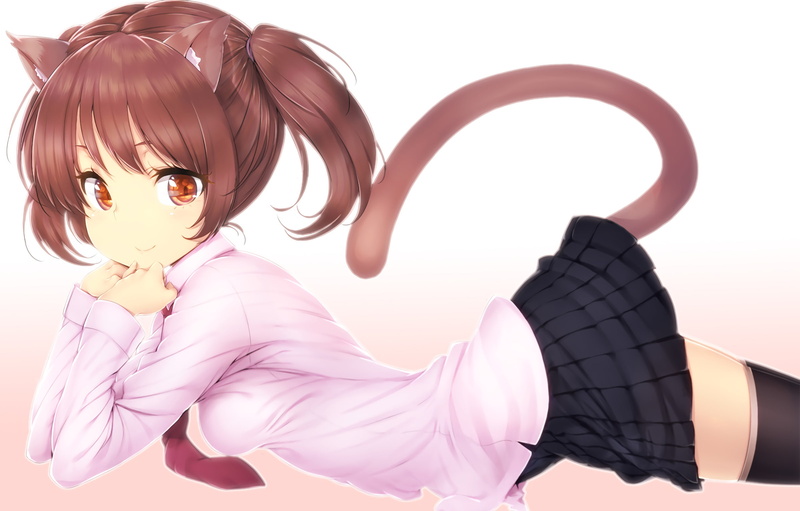 females, fashion, anime, beautiful woman, portrait, studio shot, anime girls, cat girl, white background, close-up, one person, hairstyle, leisure activity
