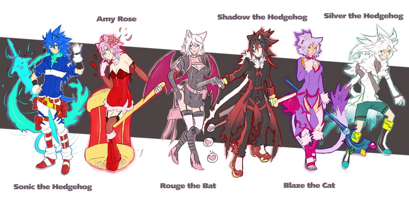 creativity, hanging, Sonic, Shadow the Hedgehog, western script, no people, side by side, day, in a row, human representation, variation, humanized, representation