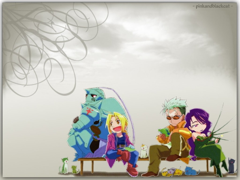 art and craft, creativity, cat, Full Metal Alchemist, sky, child, multi colored, Elric Edward, sister, togetherness, women, girls, anime, nature, representation