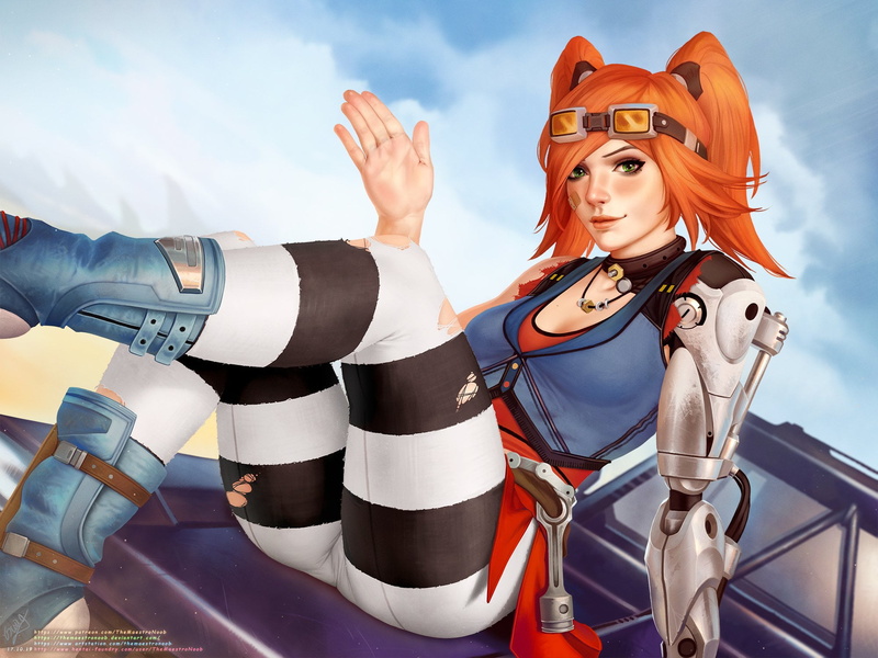 Gaige, redhead, artwork, Borderlands, women, 1080P