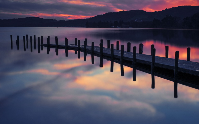 lake, tranquility, electronic, white, idyllic, outdoors, waterfront, 1080P, mountain, sunset, landscape, tranquil scene, mountain range, reflection, silhouette