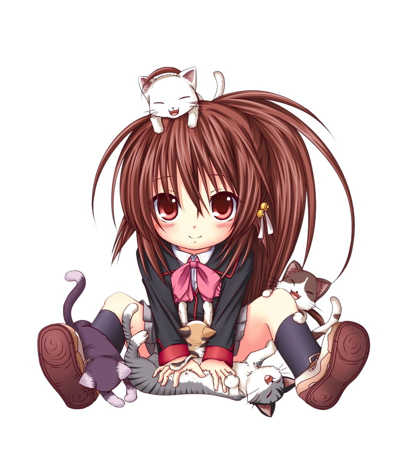 indoors, pets, studio shot, Little Busters!, representation, child, women, 720P, white background, depression - sadness, s, black, one animal, domestic animals
