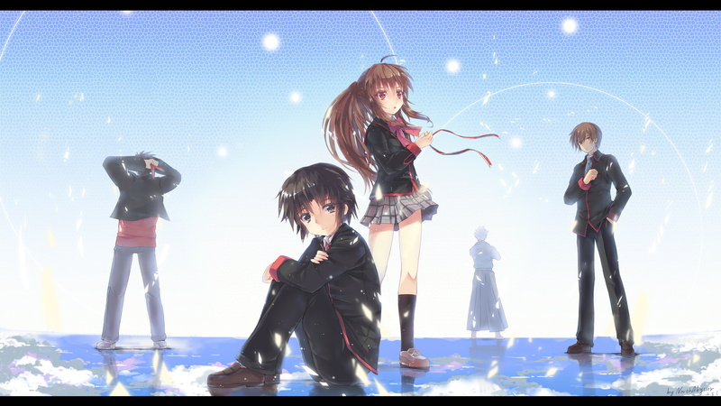 females, Miyazawa Kengo, males, digital composite, standing, people, Natsume Rin, full length, daughter, Little Busters!, boys, girls, nature, childhood