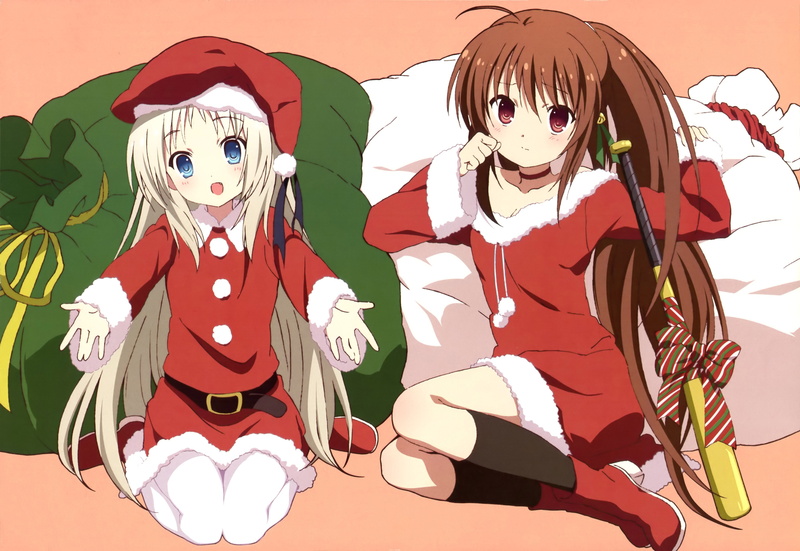 Noumi Kudryavka, 4K, anime girls, Christmas, Little Busters!, Natsume Rin