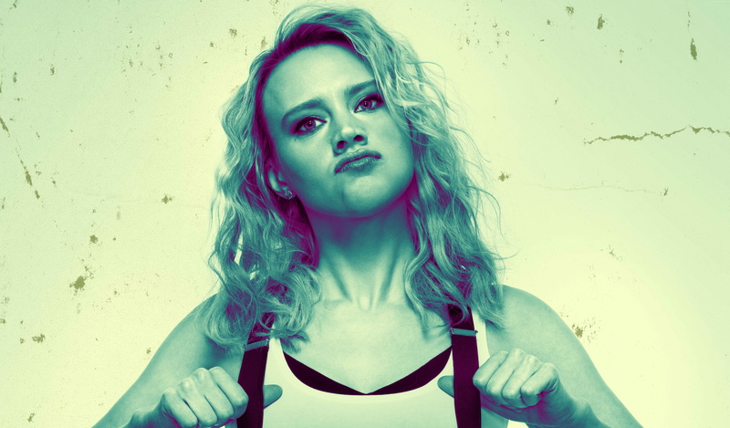 dyed hair, standing, women, Kate McKinnon, looking at camera, wall - building feature, long hair, lifestyles, hair, 8K, front view, 8k, casual clothing