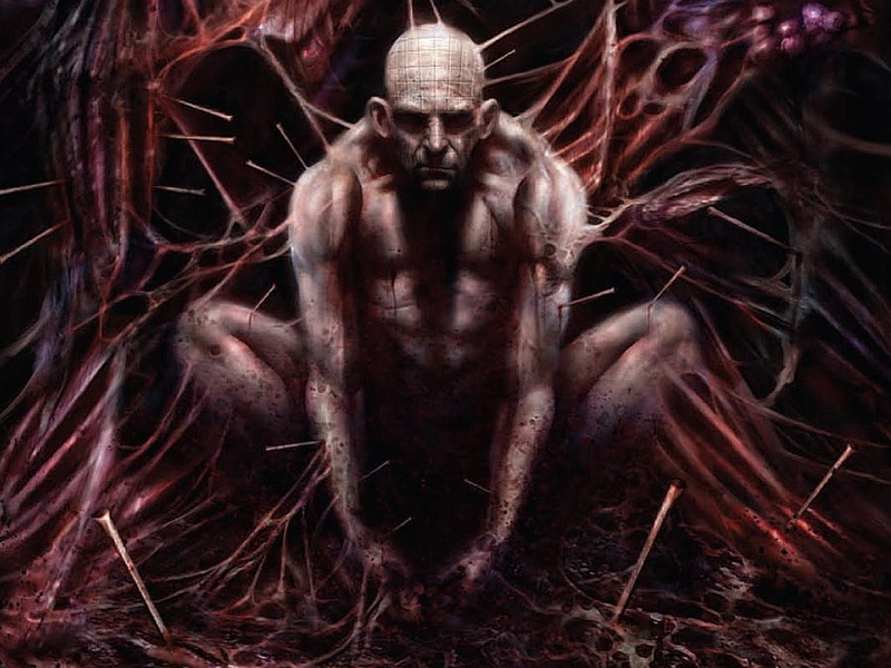 fear, front view, mystery, studio shot, portrait, digital composite, looking at camera, representation, spooky, human representation, emotion, hellraiser