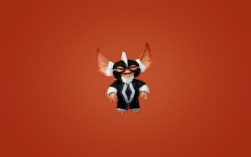 striped, gremlin, monster, smile, reddish background, Mohawk, 1080P, soup