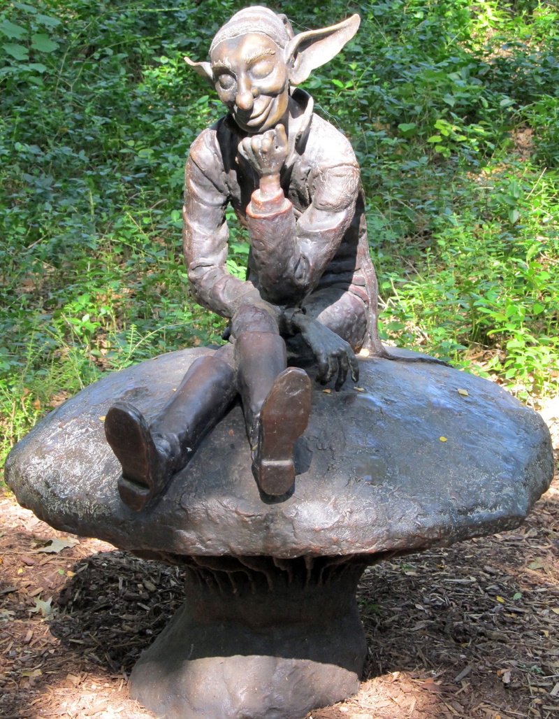 pixie, male likeness, craft, statue, troll, sculpture, nymph, creativity, nature, 1080P, fairy, animal wildlife, art and craft, grass, representation