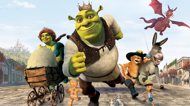 built structure, human representation, craft, 1080P, male likeness, nature, Shrek, no people, sky, day, mammal, Shrek the Third, art and craft, representation