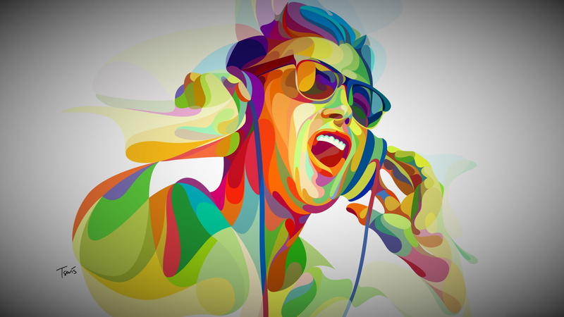 4K, man, adult, creativity, art, clip, variation, studio shot, wall - building feature, pop music, colorful, art and craft, one person, gray background